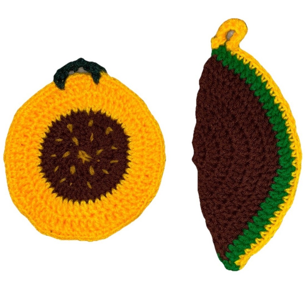 Handmade Trivet Hot Pad Pot Holder Crochet Decor Fruit Handmade (2) NEW